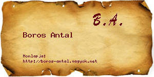 Boros Antal névjegykártya